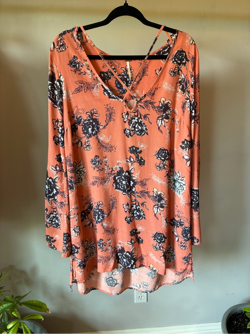 Free People Coral Floral Strappy Tunic Top – Size Medium